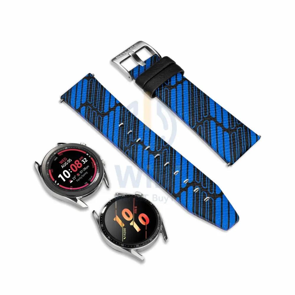 Police Mono Apple Watch Ultra/45/44/42mm Smart Watch 22mm Leather Strap - Blue Accessories > Smart Watches