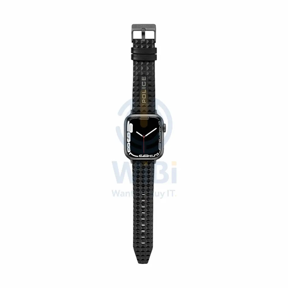 Police Pyramid Apple Watch Ultra/45/44/42mm Smart Watch 22mm Leather Gun Strap - Black Accessories > Smart Watches