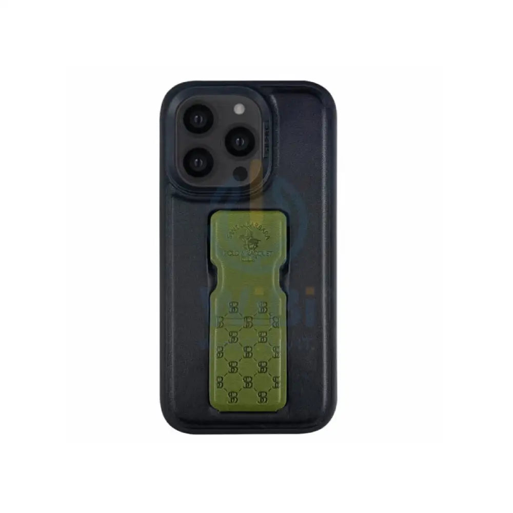 Polo Parker Magnetic Bracket Genuine Santa Barbara Leather Case - iPhone14 Max / Green Accessories > Mobiles & Tablets