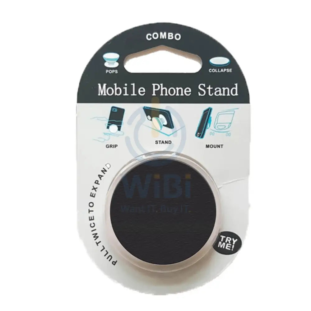 مقبس هاتف حامل وقبضة - أسود - أسود