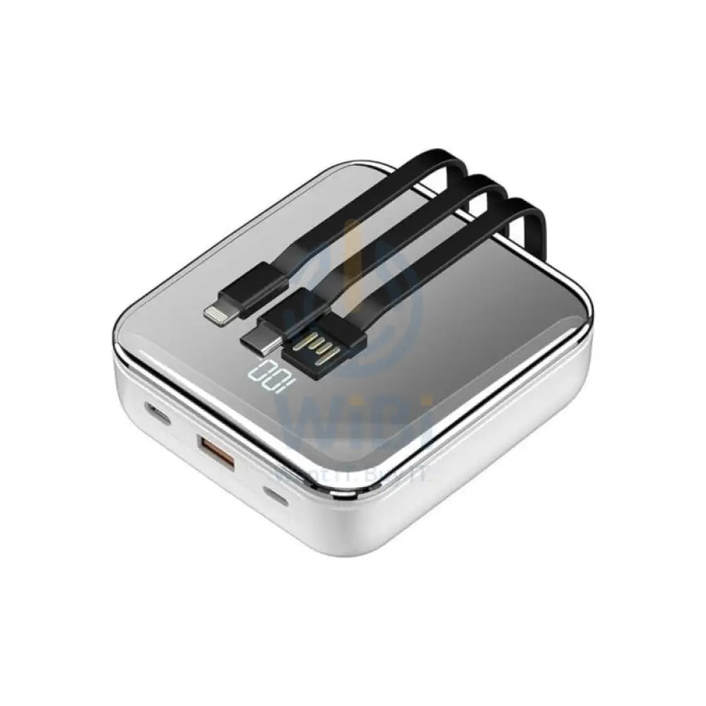 Porodo 20000mah Mirror Power Bank Built-in Charge - Silver Accessories > Power Bank
