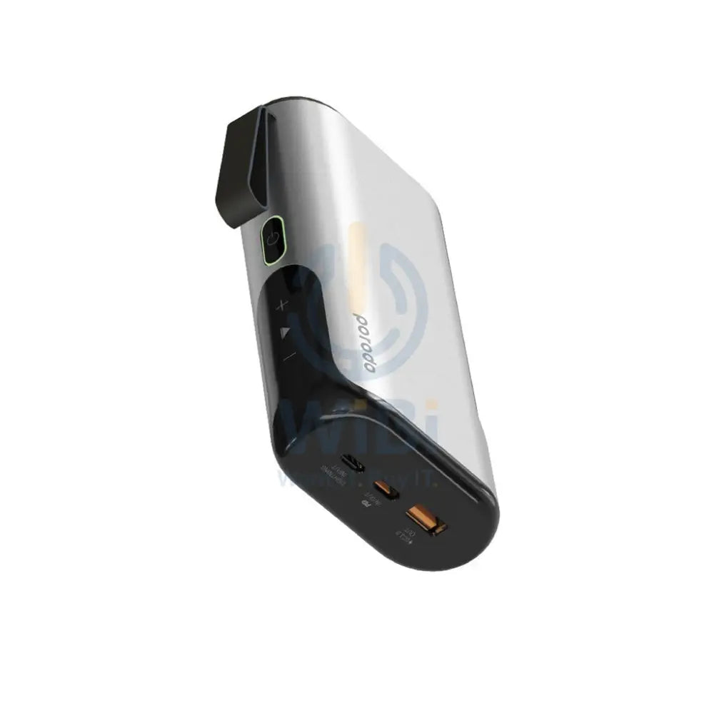 Porodo 3-in-1 10000mAh Power Bank Speaker With Built-in Phone Holder - Silver Accessories > Power Bank