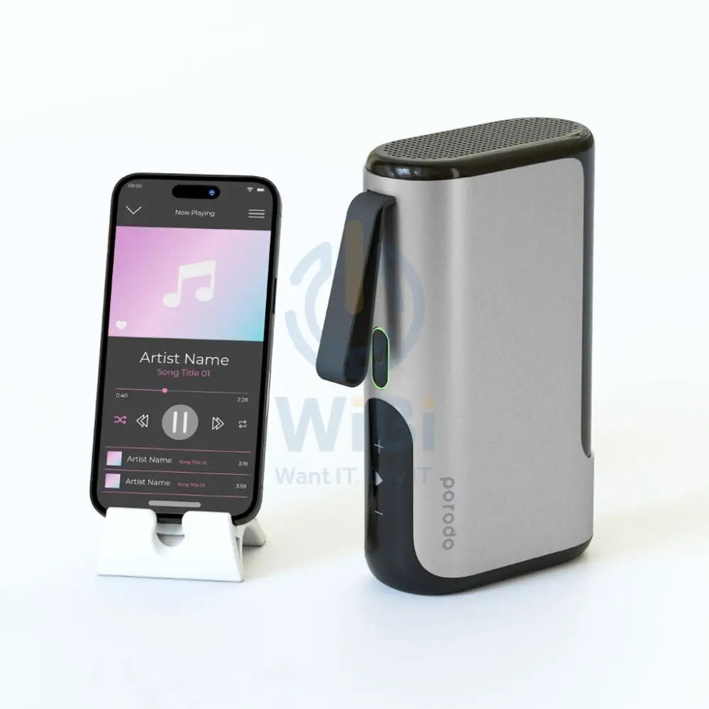 Porodo 3-in-1 10000mAh Power Bank Speaker With Built-in Phone Holder - Silver Accessories > Power Bank