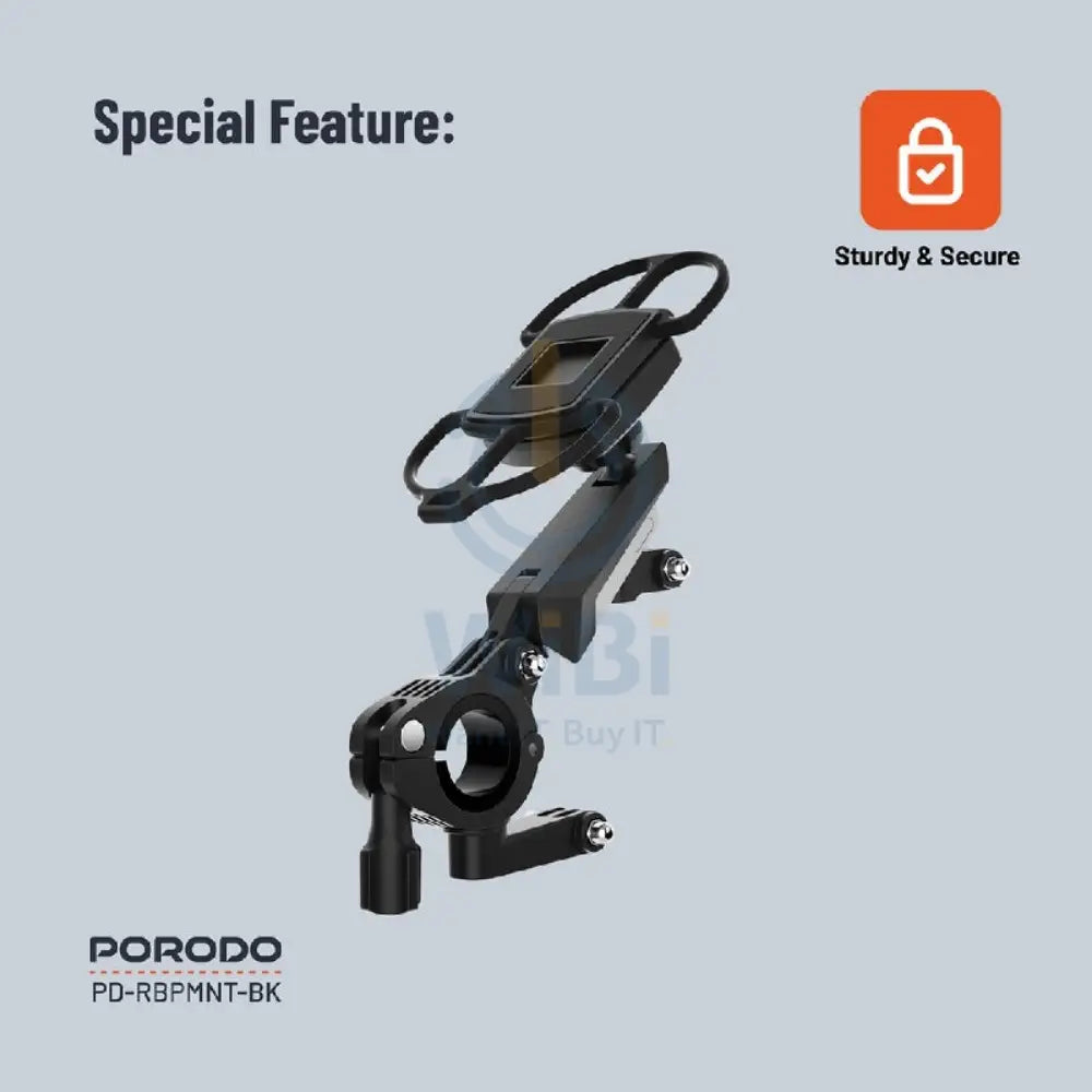 Porodo 360° Rotatable Bike Phone Mount - Black Accessories > Mobiles & Tablets > Mobiles > Mobile Holder / Stands