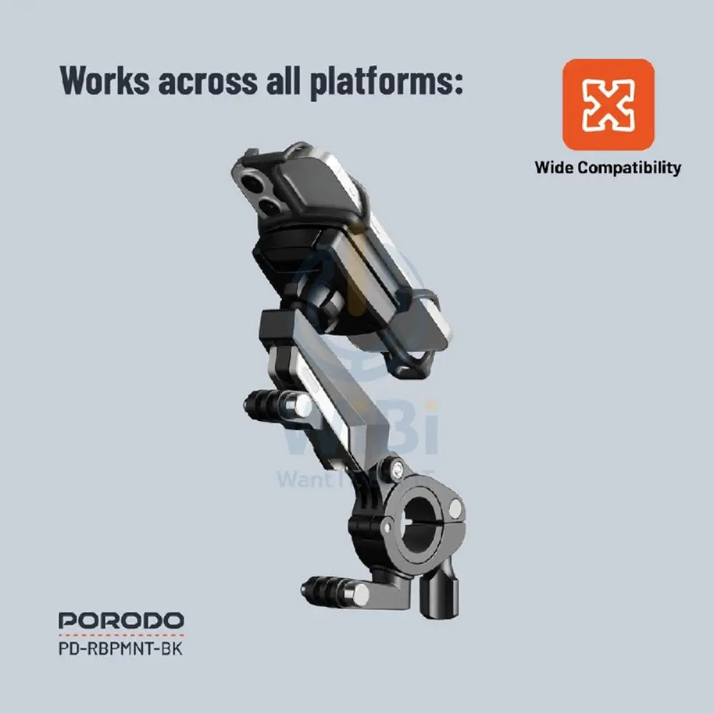 Porodo 360° Rotatable Bike Phone Mount - Black Accessories > Mobiles & Tablets > Mobiles > Mobile Holder / Stands