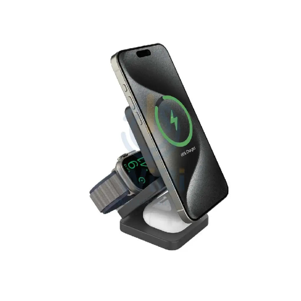 Porodo 3in1 MagSafe Wireless Foldable Fast Charger - 15W / Black Accessories > Power Adapters