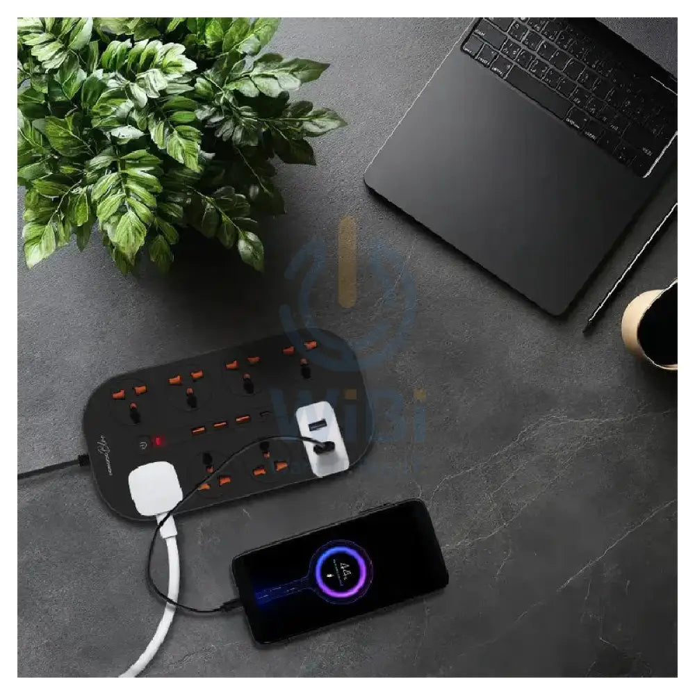 Porodo Blue 8 AC Power Strip - UK 3-Pin Plug / USB-C / USB-A / Black Accessories > Power > Power Protection > Surge