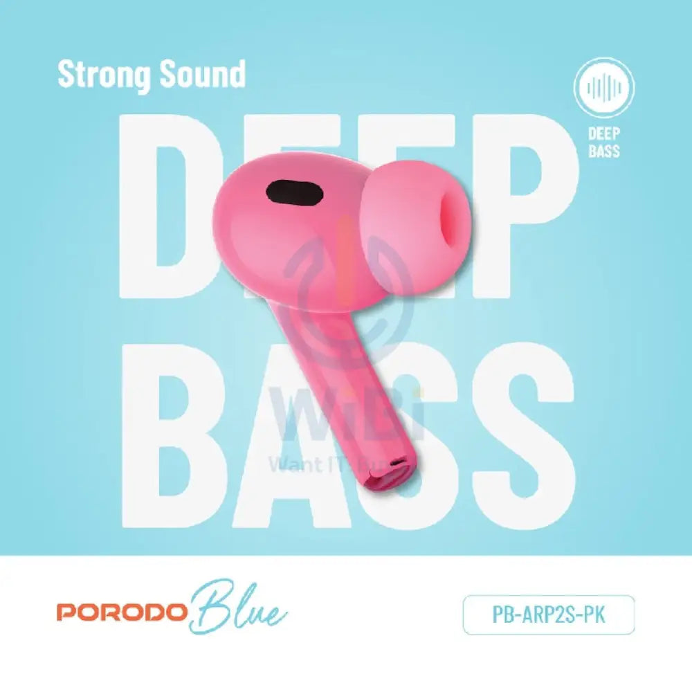 Porodo Blue Earbuds Pro2 - 1.47’’ Touch / Wireless / ANC / USB-C / Pink Accessories > Audio > Headphones
