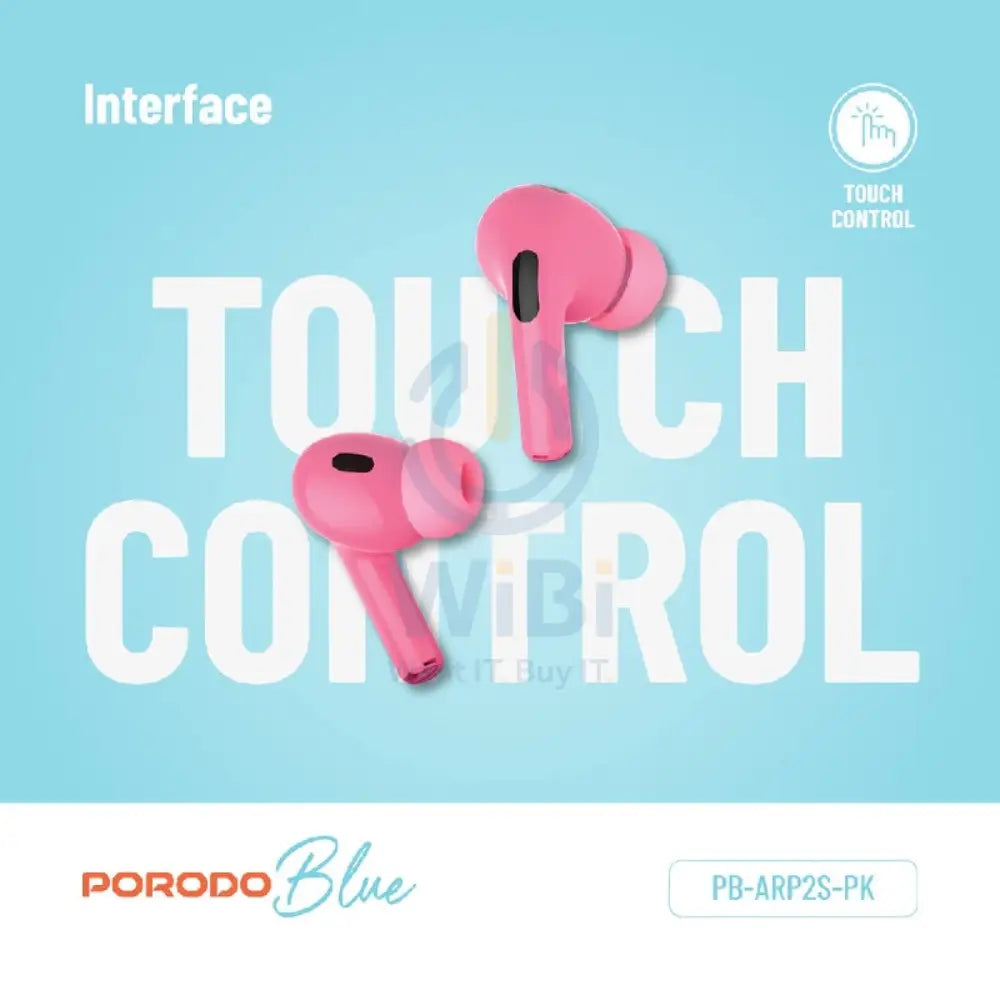 Porodo Blue Earbuds Pro2 - 1.47’’ Touch / Wireless / ANC / USB-C / Pink Accessories > Audio > Headphones