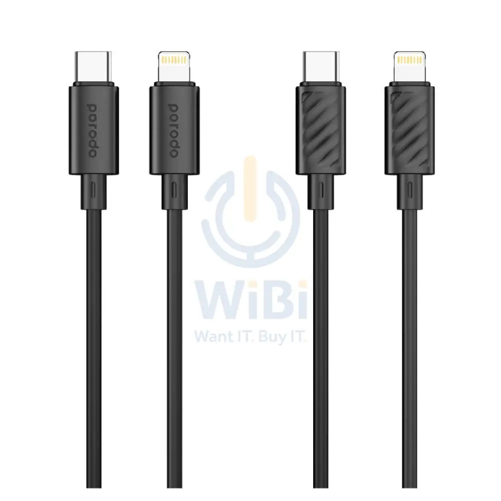 Porodo Blue PD Type C to Lightning PVC Cable - 20W / 1.2 Meter / Black Accessories > Cables & Converters > Cables