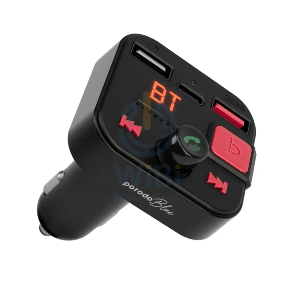 Porodo Blue Wireless FM Transmitter with Dual QC3.0 & Type-C Port - Black Accessories > Mobiles & Tablets > Mobiles >