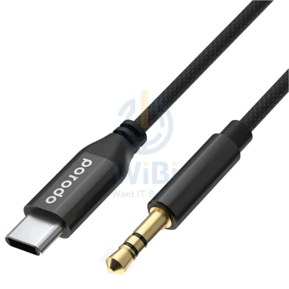 Porodo Braided Aluminum Type-C to 3.5mm AUX Cable 1.2M - Black Accessories > Cables & Converters > Cables