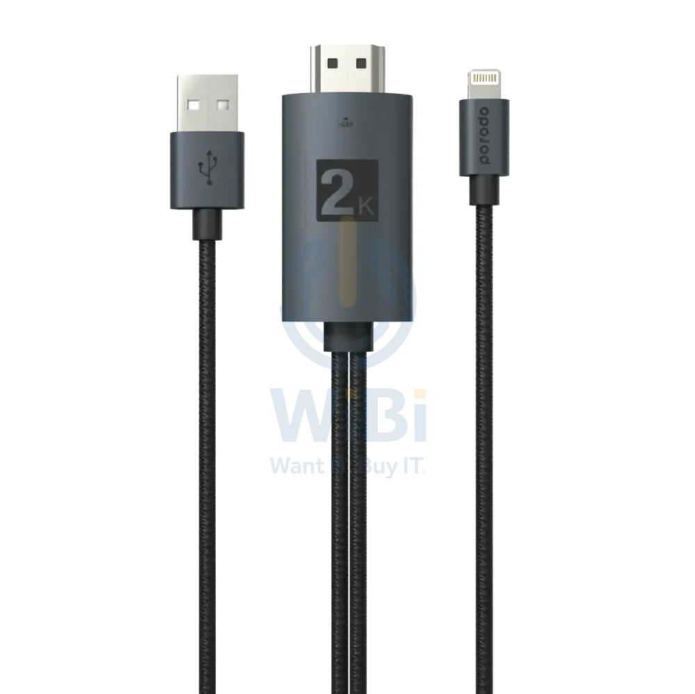 Porodo Braided HDMI Lightning Cable (2m/6.6ft) - Black Accessories > Cables & Converters > HDMI Cables