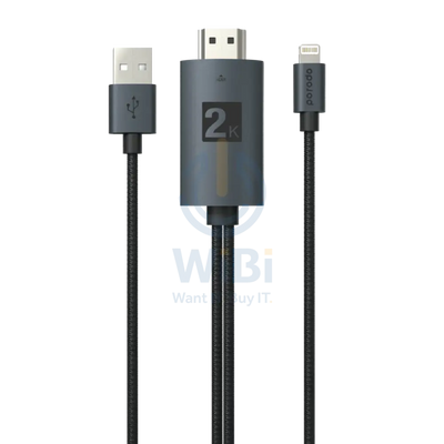 Porodo Braided HDMI Lightning Cable (2m/6.6ft) - Black Accessories > Cables & Converters > HDMI Cables