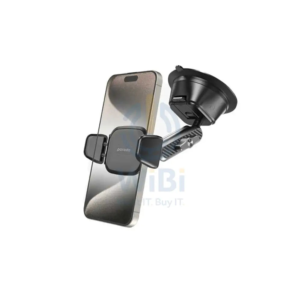 Porodo Cradle Suction Cup Non-Gel Pad Phone Mount - Black Accessories > Mobiles & Tablets > Mobiles > Car Chargers