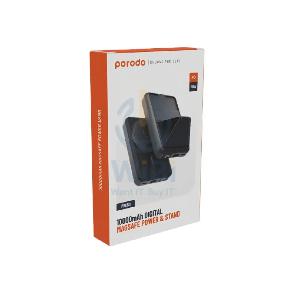 Porodo Digital MagSafe PowerBank With Stand - 10000mAh / Black Accessories > Power Bank