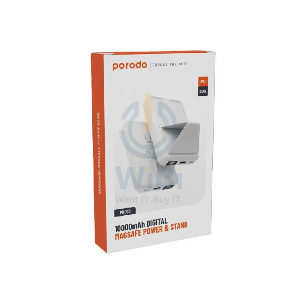 Porodo Digital MagSafe PowerBank With Stand - 10000mAh / White Accessories > Power Bank