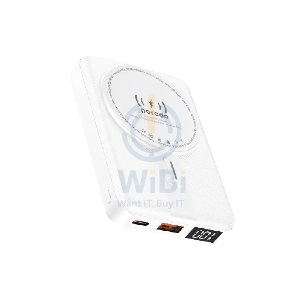 Porodo Digital MagSafe PowerBank With Stand - 10000mAh / White Accessories > Power Bank