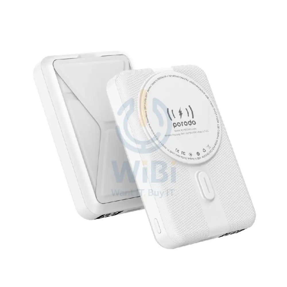 Porodo Digital MagSafe PowerBank With Stand - 10000mAh / White Accessories > Power Bank