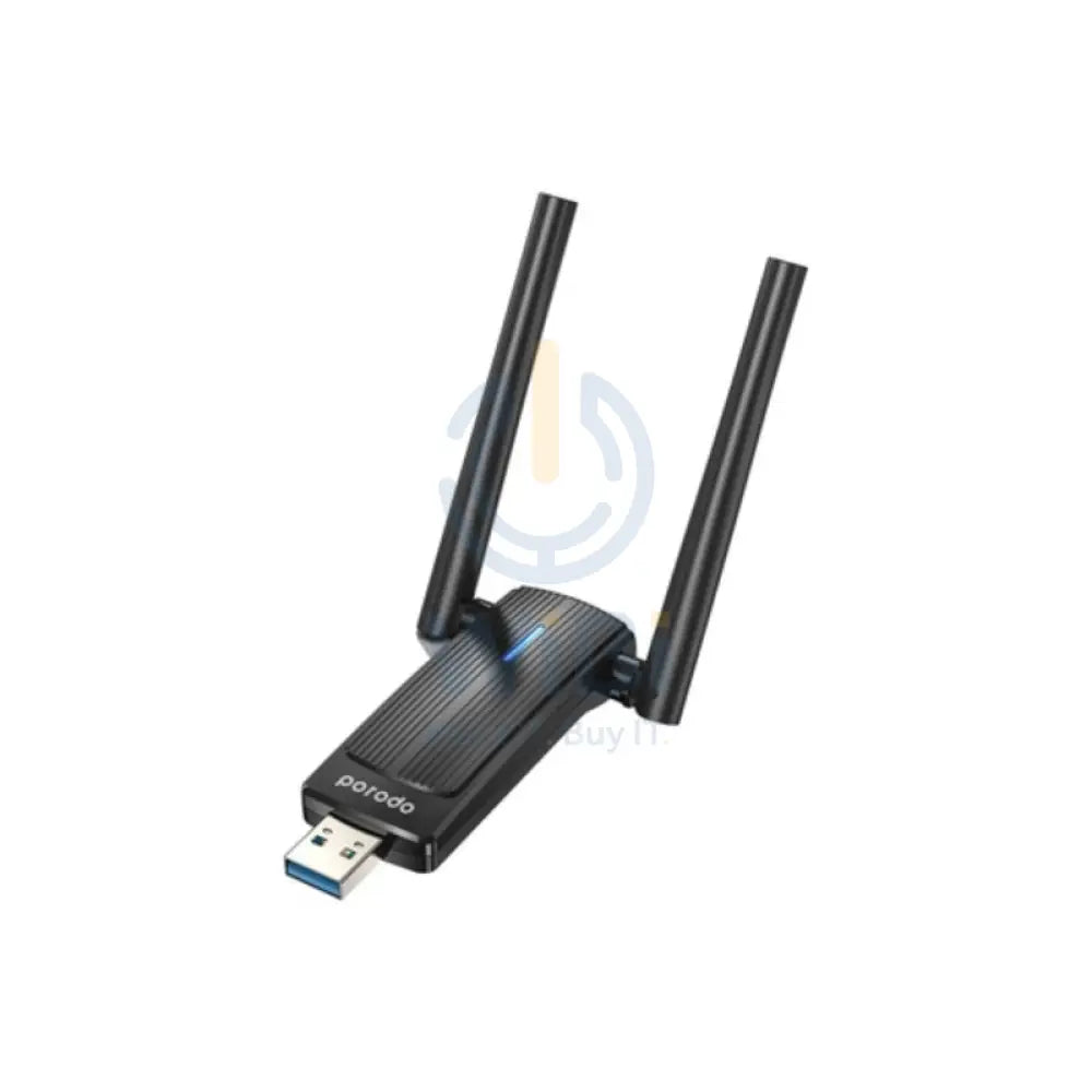 Porodo Dual Band USB Adapter with External Antenna - Black Accessories > Cables & Converters > Cables