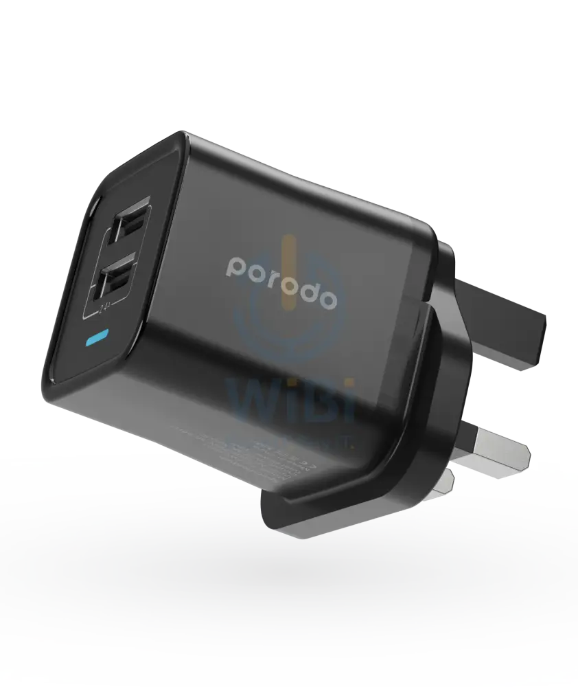 Porodo Dual Port Wall Charger 2.4A - Black Accessories > Power Adapters