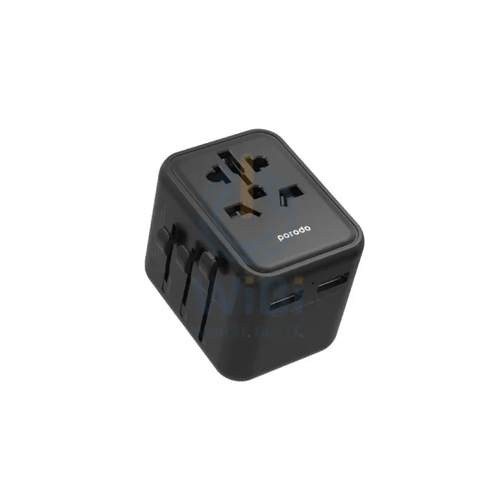 Porodo Dual USB-A Universal Travel Adapter 2.4A - Black Accessories > Power Adapters