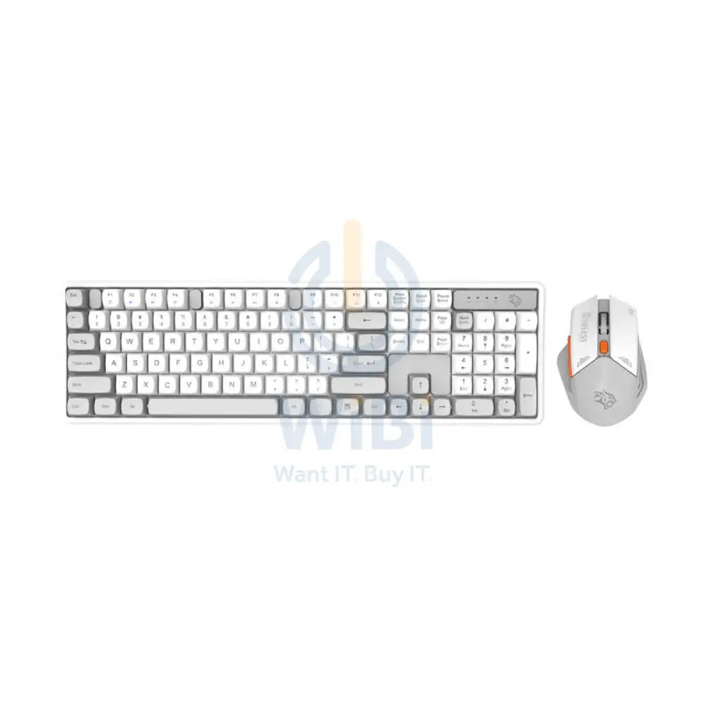 Porodo Gaming Wireless Keyboard Mouse Set - 2.4 GHz / 104 Keys / 1600 DPI / Arabic/English - White / A Accessories >