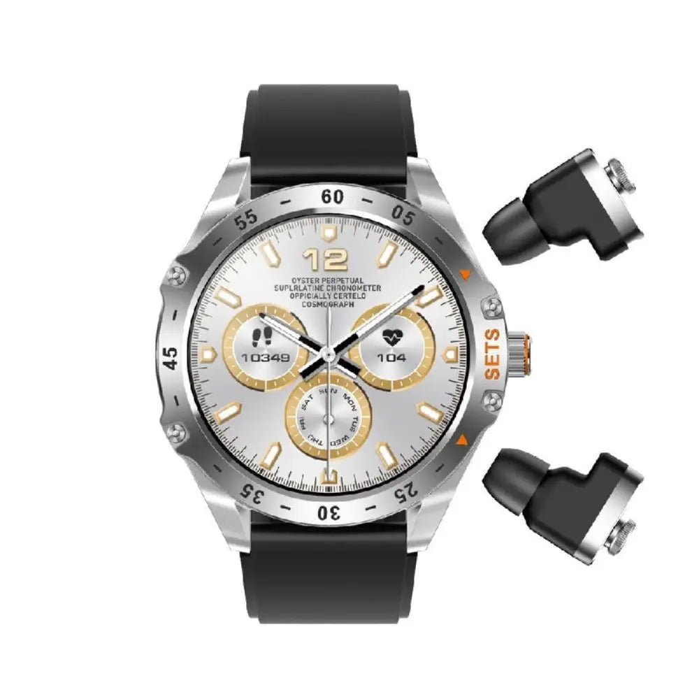 Porodo Hype Smartwatch With Earbuds - 400mAh / Silver Smart Watches