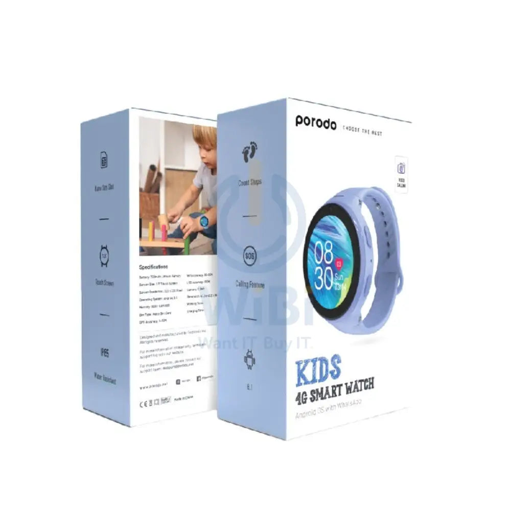 Porodo Kids GPS Smart Watch - 4G / 700mAh / Blue Smart Watches