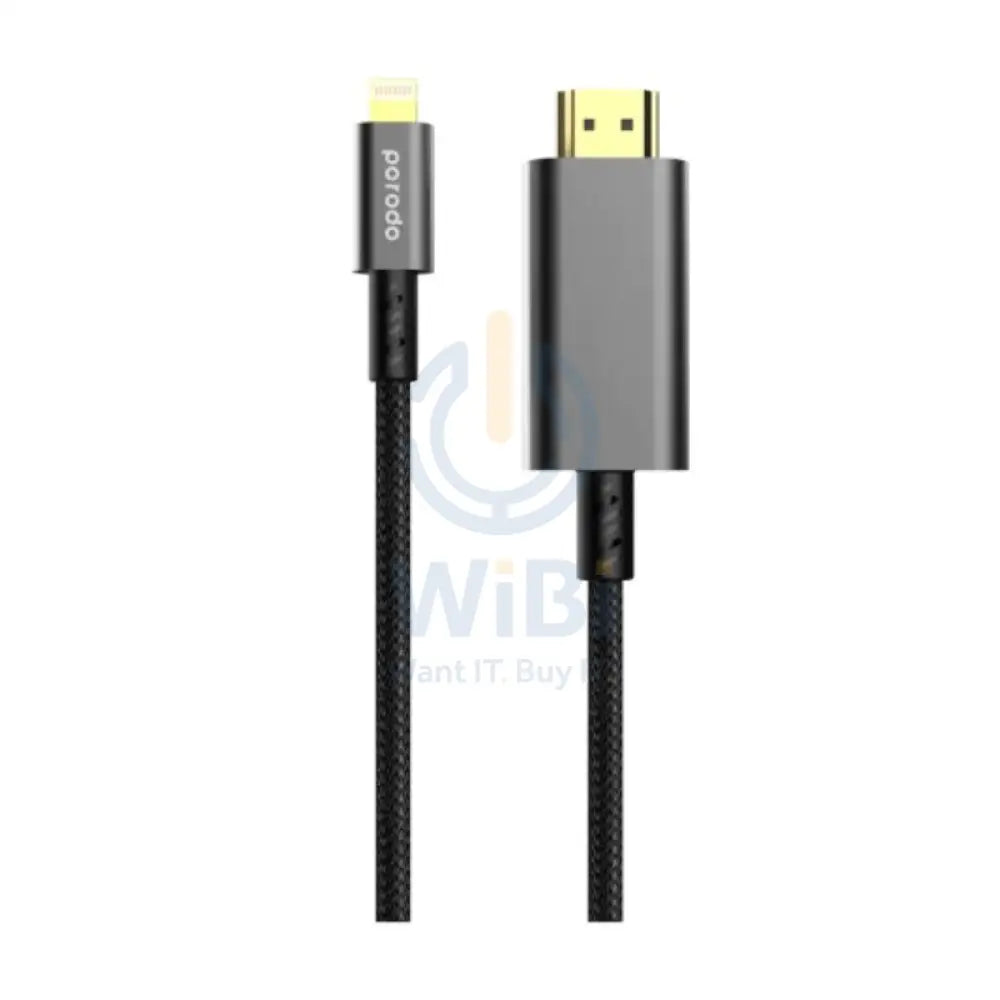 Porodo Lightning to HDMI Braided Cable -1.8 Meter / Black Accessories > Cables & Converters > Cables