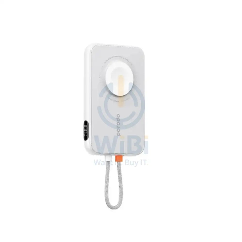 Porodo Slim Power Bank - 5000mAh / Lightning Cable / Integrated / White Accessories > Power Bank