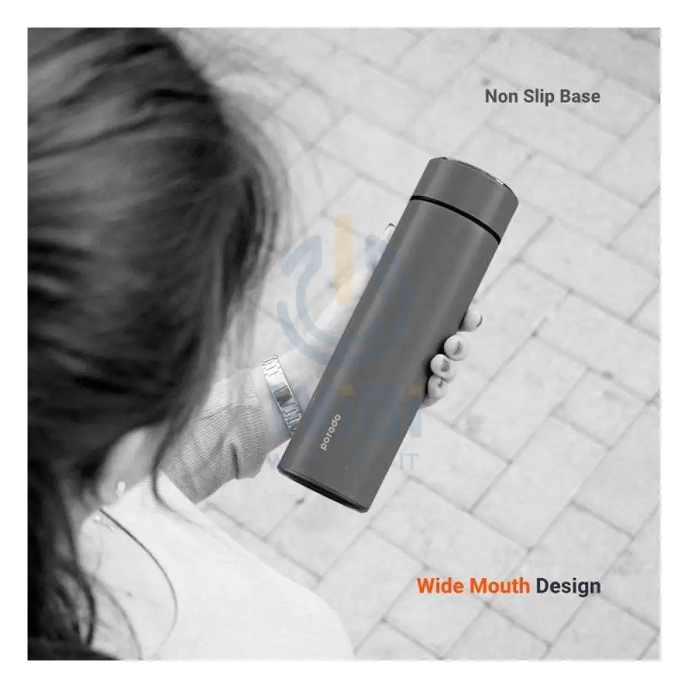 Porodo Smart Water Bottle Cup - 500 ml / Temperature Indicator / Black
