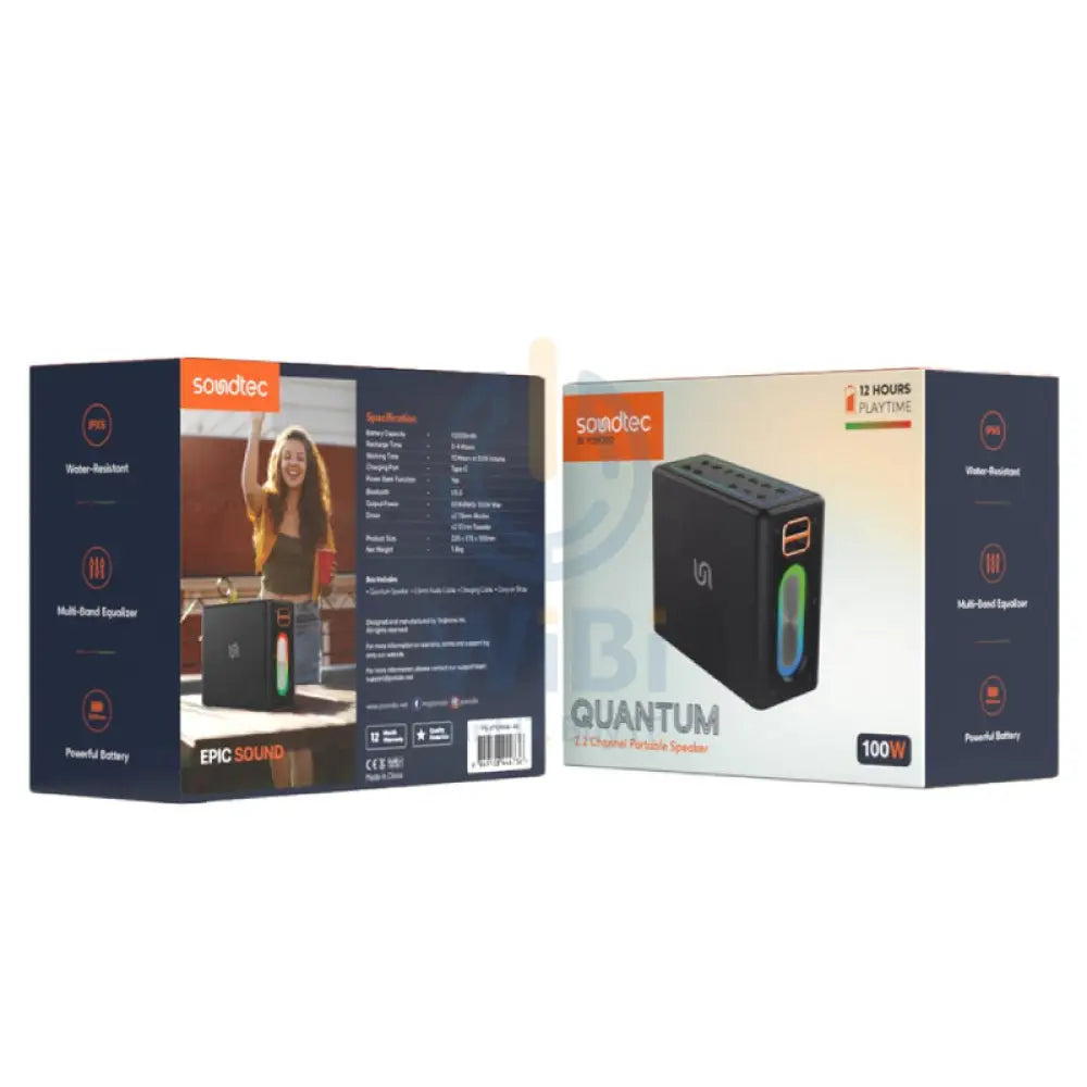 Porodo Soundtec QUANTUM 2.2 Channel Portable Speaker - Wireless / Black Accessories > Audio > Speakers