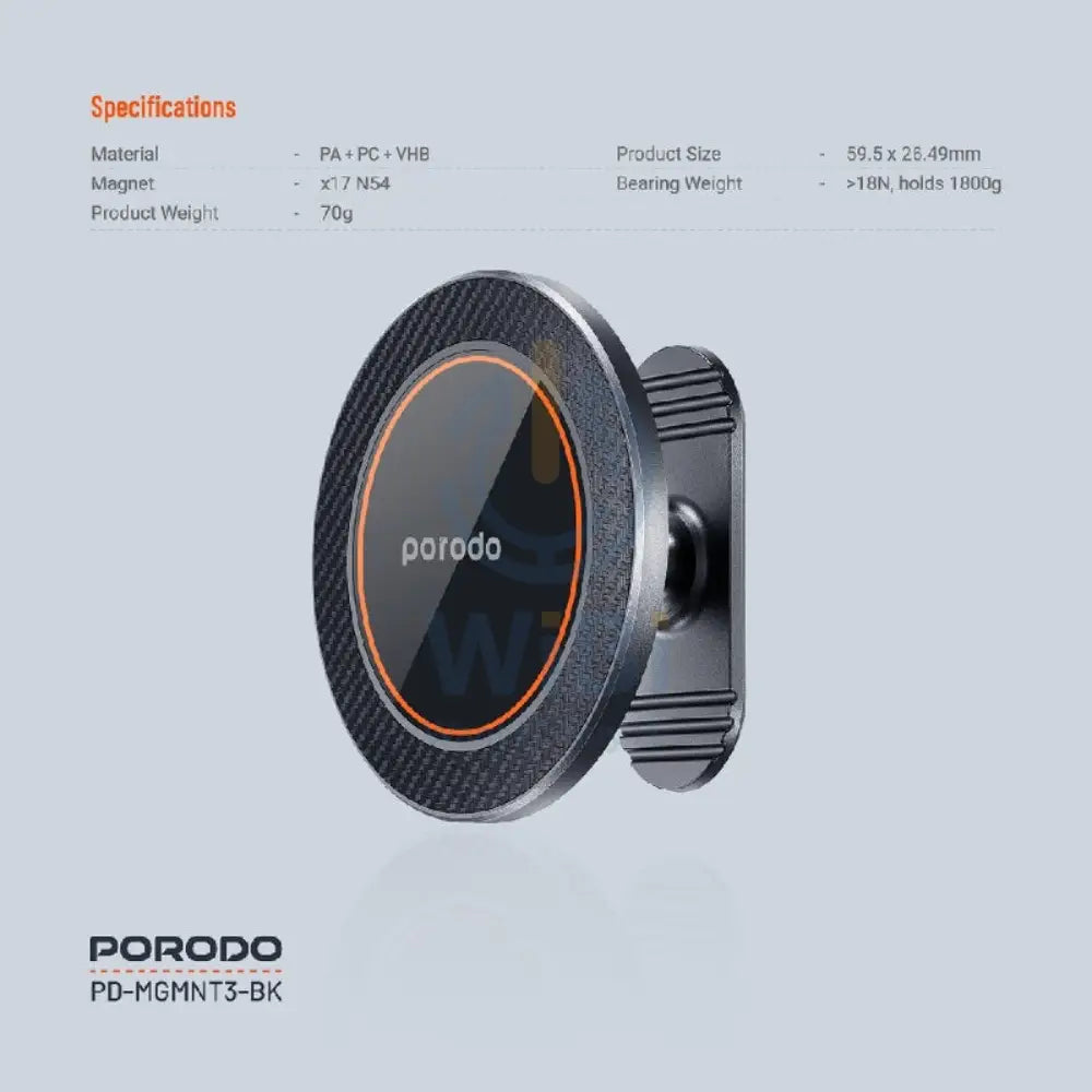 Porodo Stick-On MagSafe All-Purpose Smooth Swivel Phone Mount - Black Accessories > Mobiles & Tablets > Mobiles >
