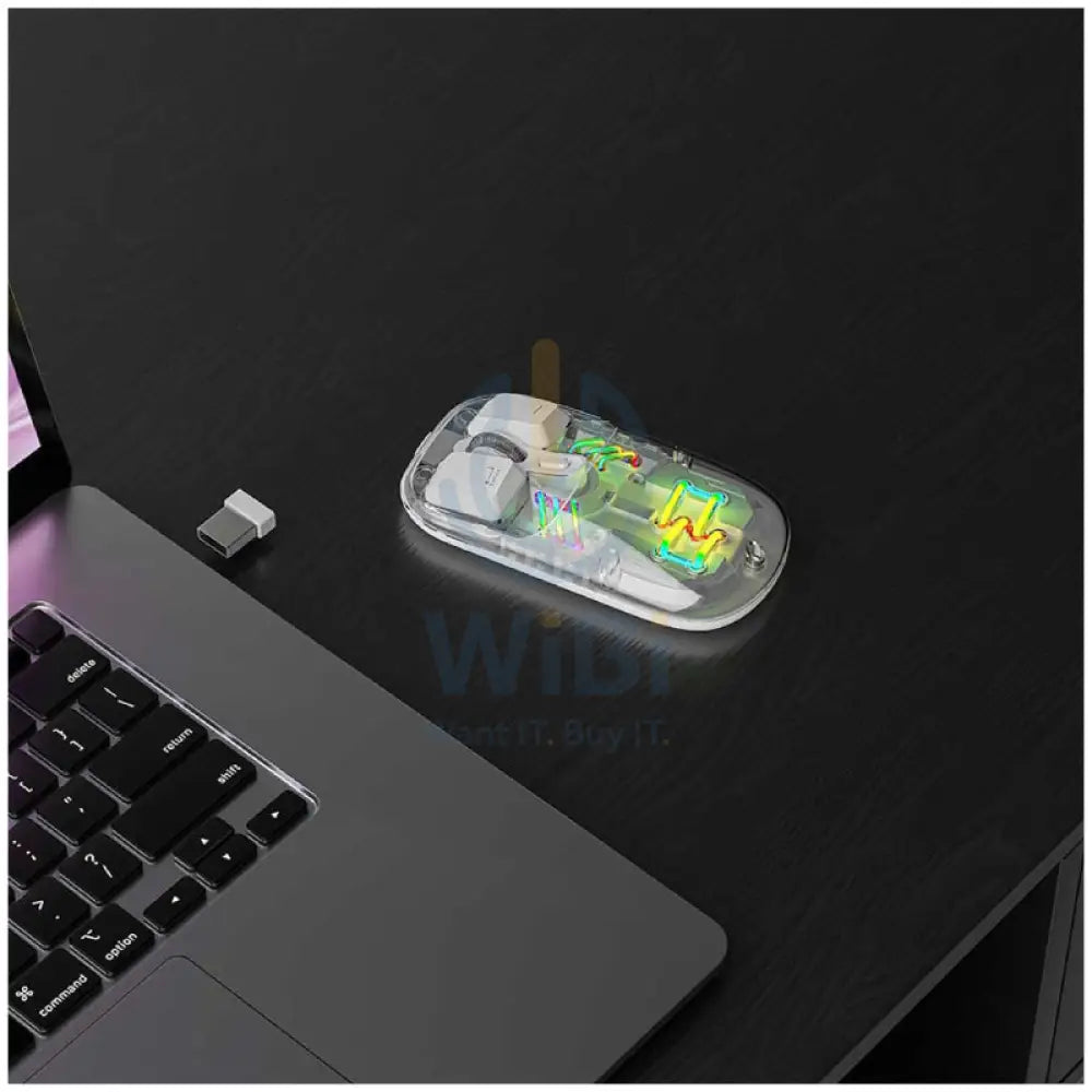 Porodo Transparent Mouse - Wireless / 1600 Dpi / 400mAh / USB-C / White Accessories > Keyboard & Mouse