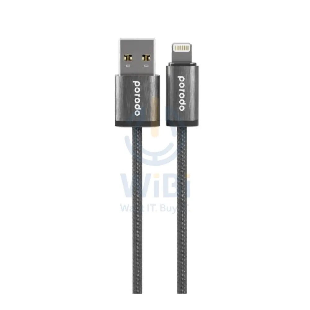 Porodo Woven 2.4A USB A to Lightning Cable 1.2M - Black Accessories > Cables & Converters > Cables