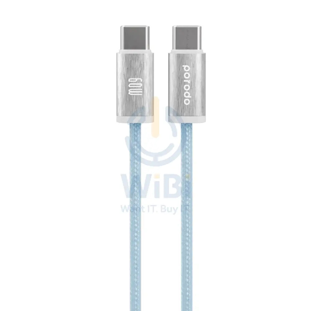 Porodo Woven Braided Cable - 1.2M / Type-C / 60W / Blue Accessories > Cables & Converters > Cables