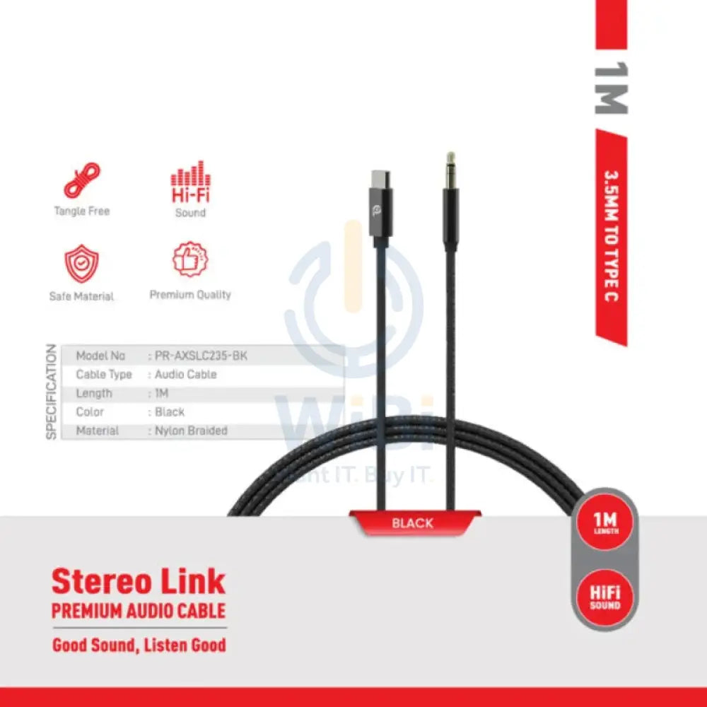 PowerO + Rapid Pro Premium Audio Cable - 3.5MM / Type-C / 1 Meter / Black Accessories > Cables & Converters > Cables