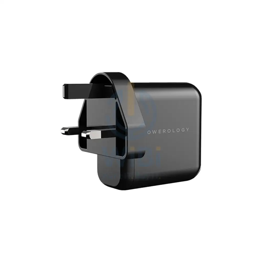 Powerology 3 Output 65W GaN Charger - 65W / USB-C / USB-A / Black