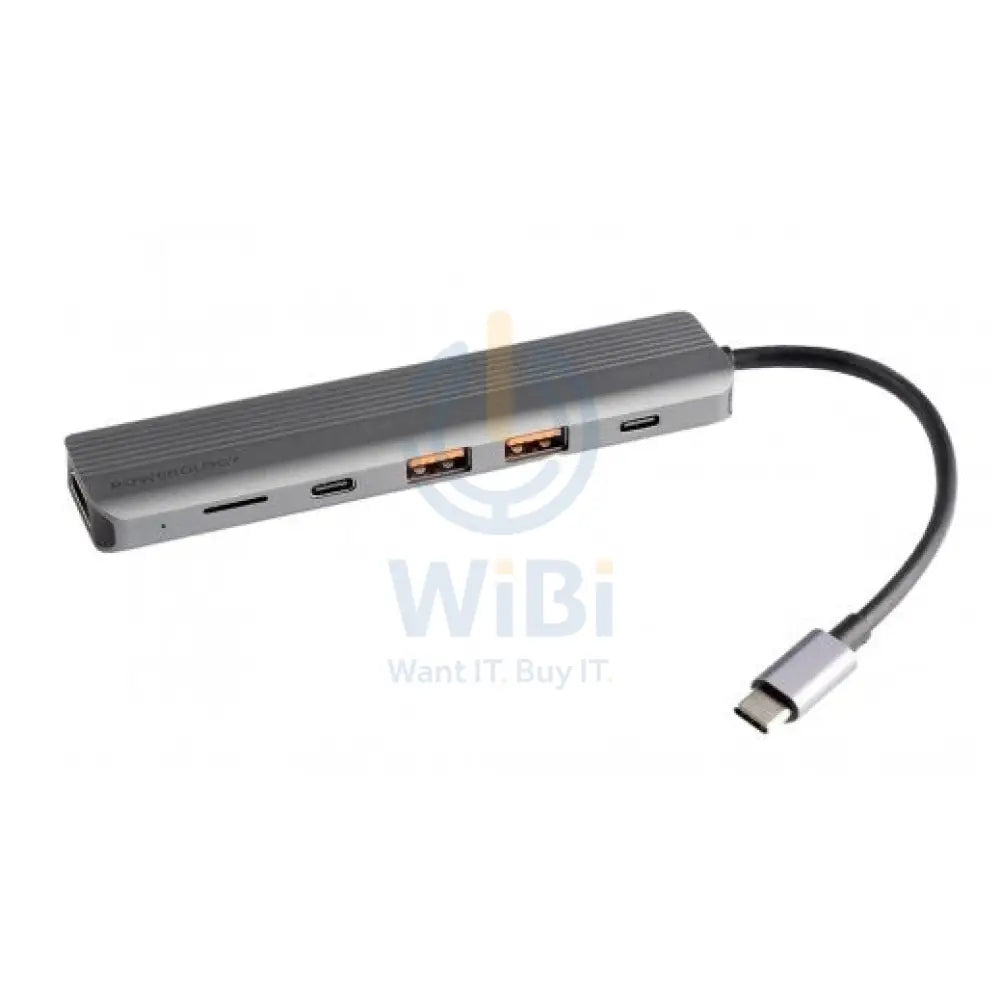 Powerology 6in1 Slim 4K HDMI USB-C Hub - Gray Accessories > Cables & Converters > Cables