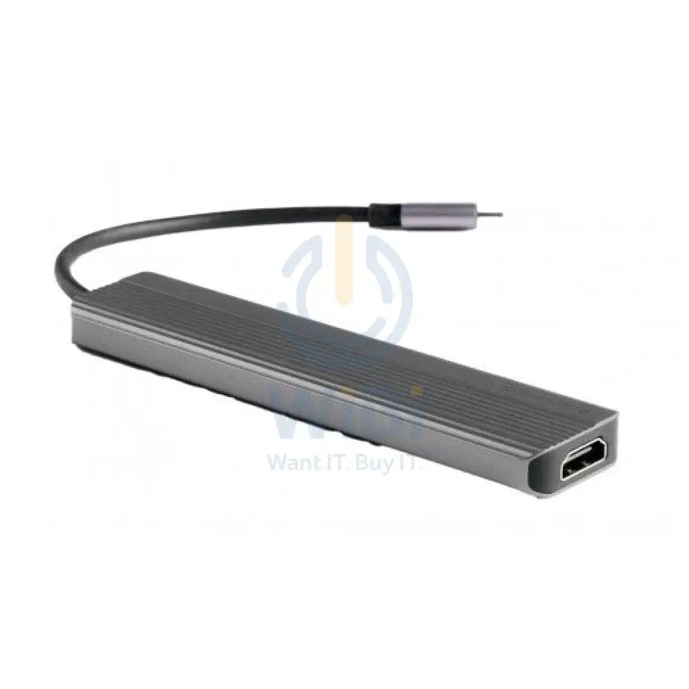 Powerology 6in1 Slim 4K HDMI USB-C Hub - Gray Accessories > Cables & Converters > Cables