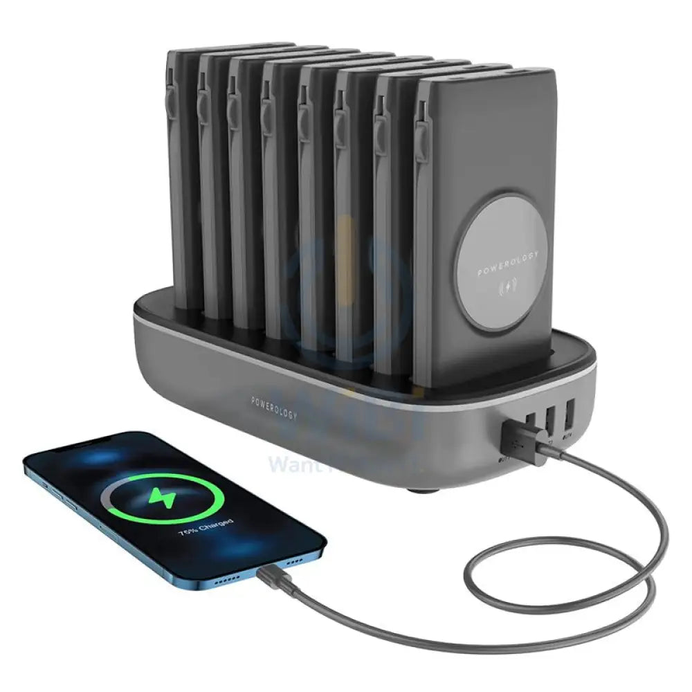 Powerology 8 in 1 Power Bank - 10000mAh / Lightning / Type-C / Black