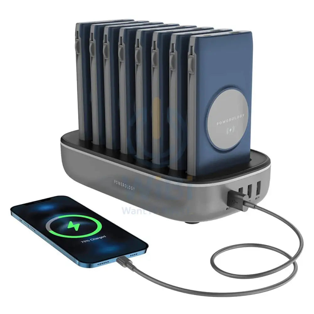Powerology 8 in 1 Power Bank - 10000mAh / Lightning / Type-C / Blue