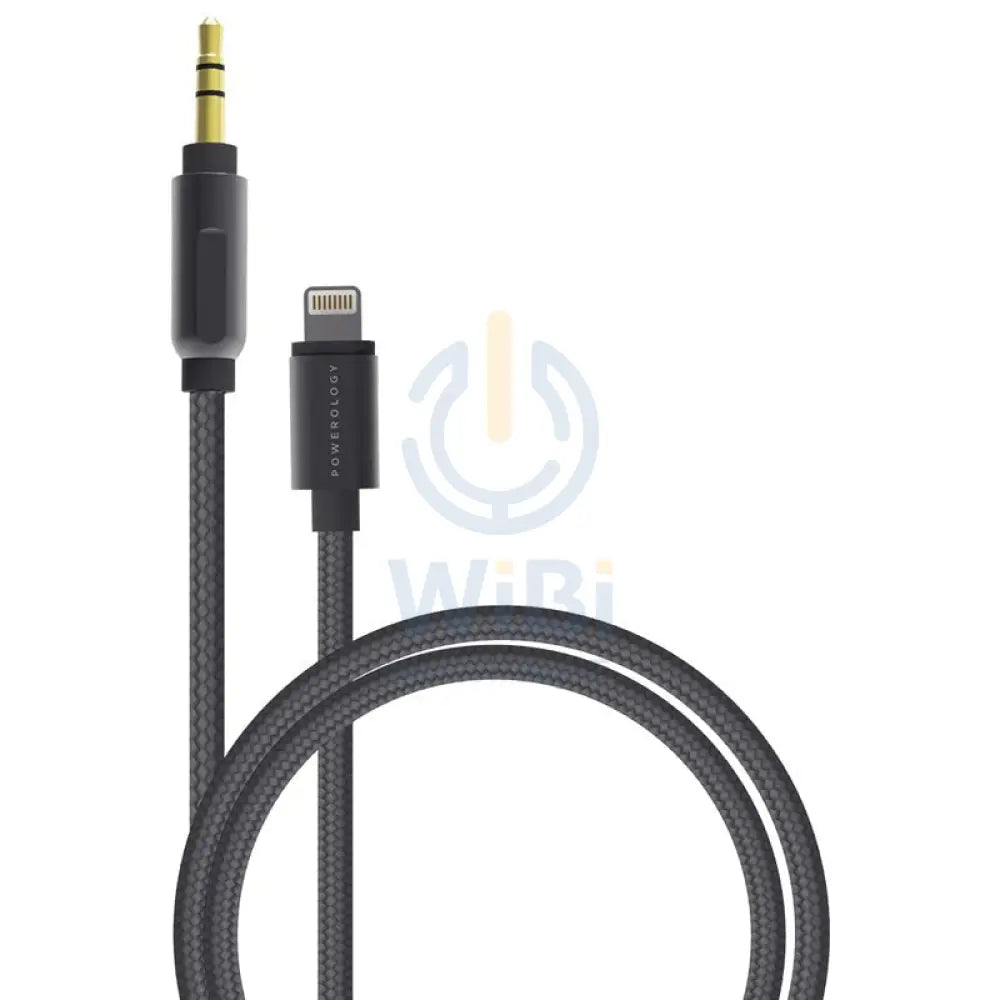 Powerology Aluminum Braided Audio Cable - Lightning to 3.5mm / 1.2m / Black