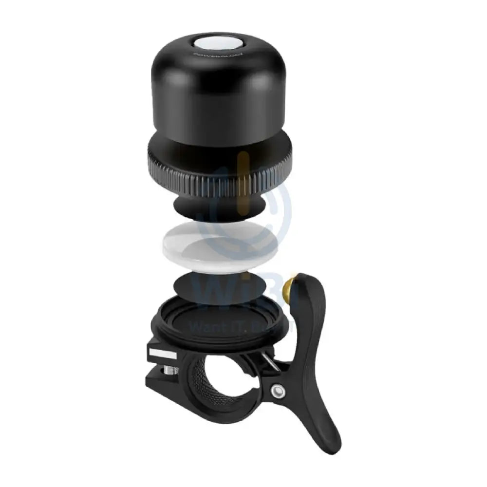 Powerology Bicycle & Scooter Bell With Airtag Mount Black Accessories > Smart Devices