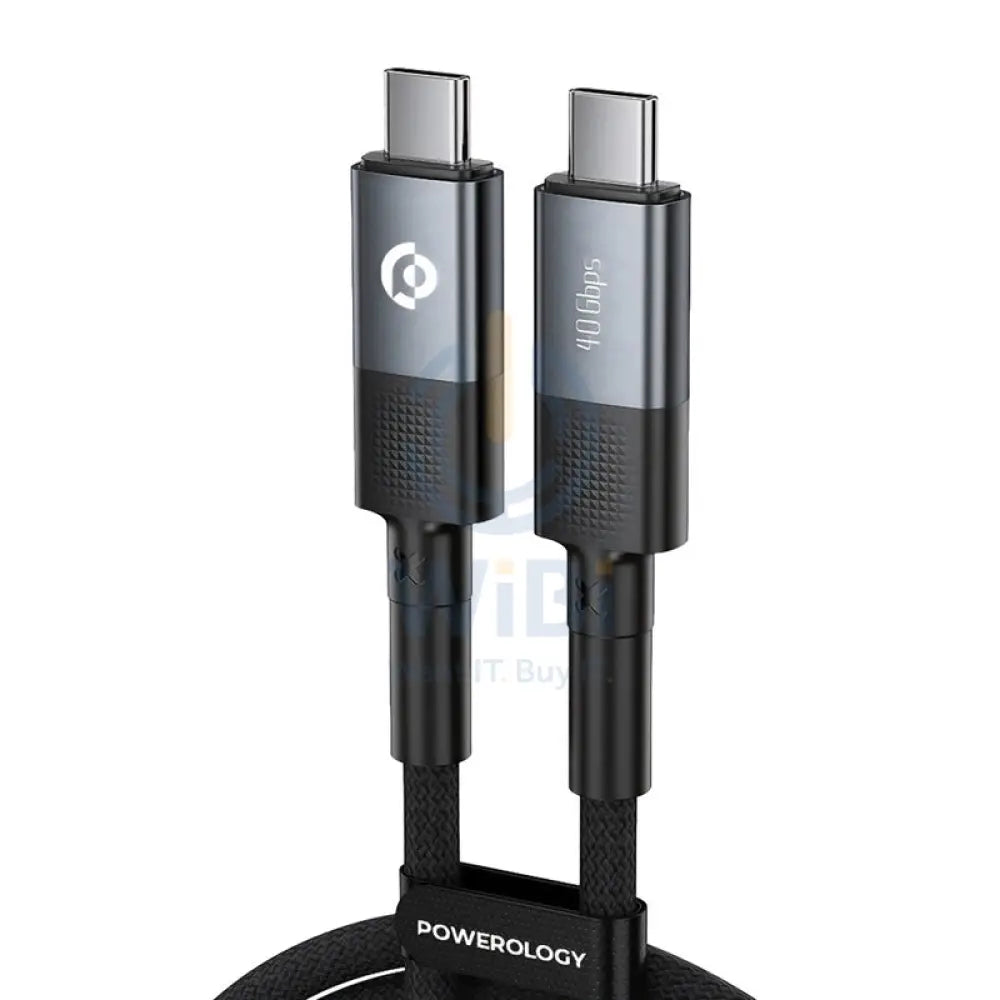 Powerology Braided USB 4.0 Type-C to Type-C Fast Charging Cable 2M - Grey Accessories > Mobiles & Tablets > Tablets