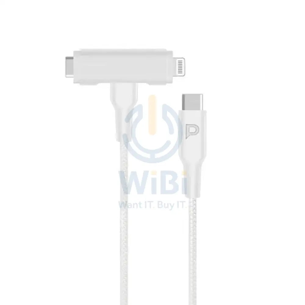 Powerology Braided USB-C to USB-C to Lightning Cable - White Accessories > Mobiles & Tablets > Tablets