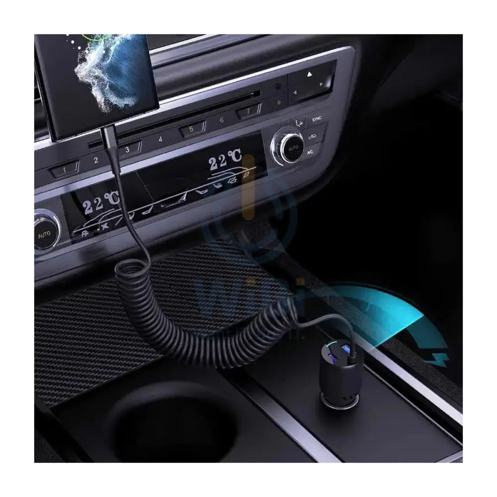 Powerology Dual Ports Car Charger With Coiled Cable - 45W / Black Accessories > Mobiles & Tablets > Mobiles > Car