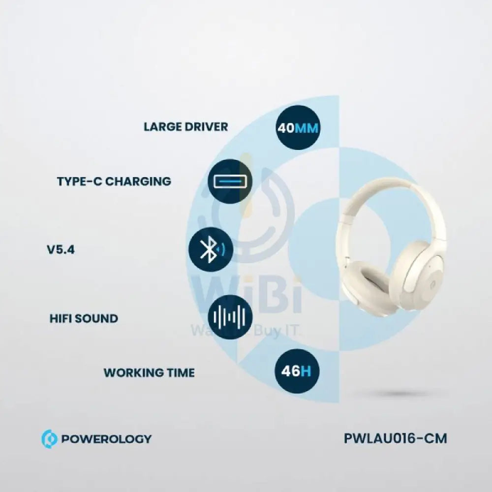 Powerology Hybrid ANC Headphone - 600mAh / Cream Accessories > Audio > Headphones