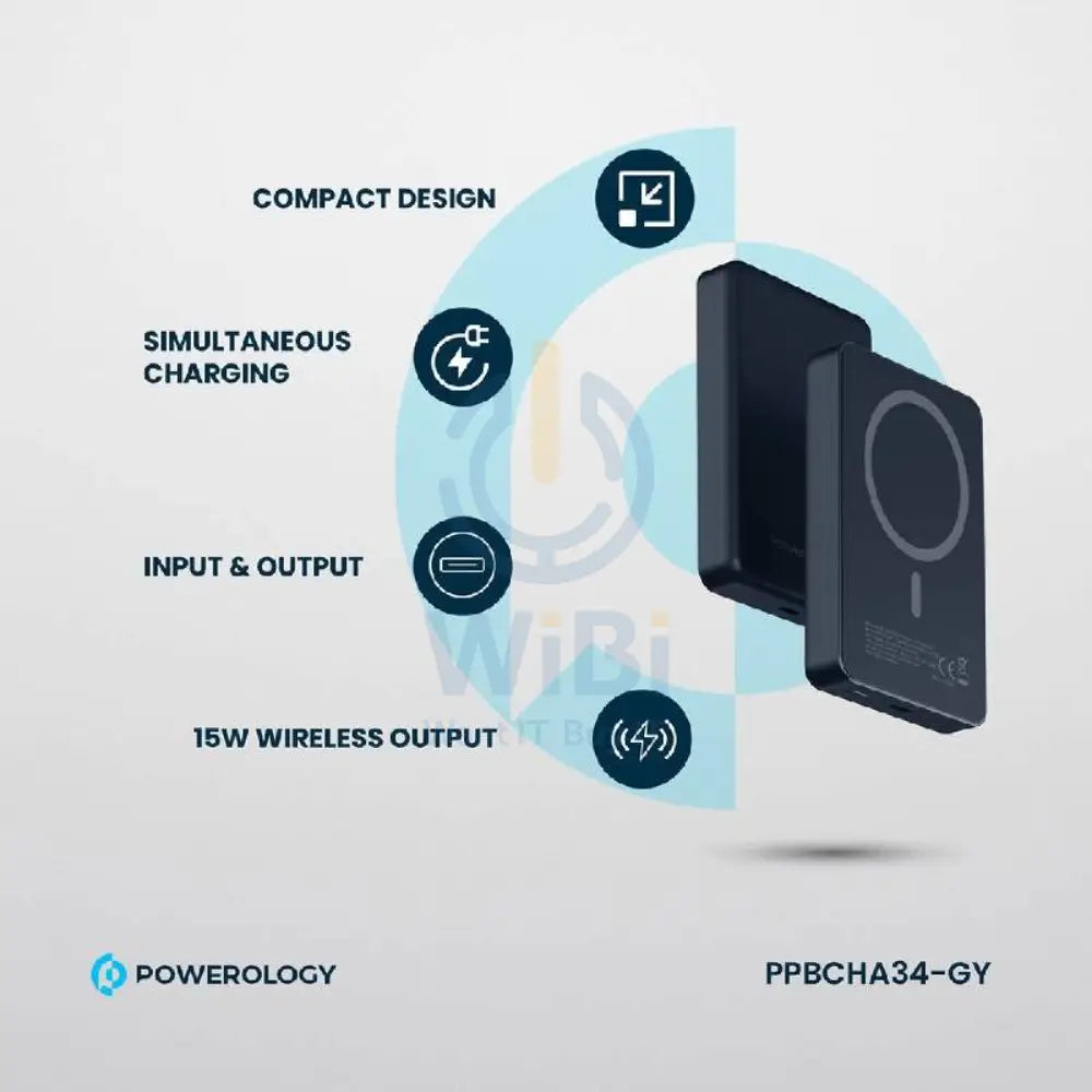 Powerology MagSafe Power Bank - 10000mAh / 20W PD / Dark Grey Accessories > Power Bank